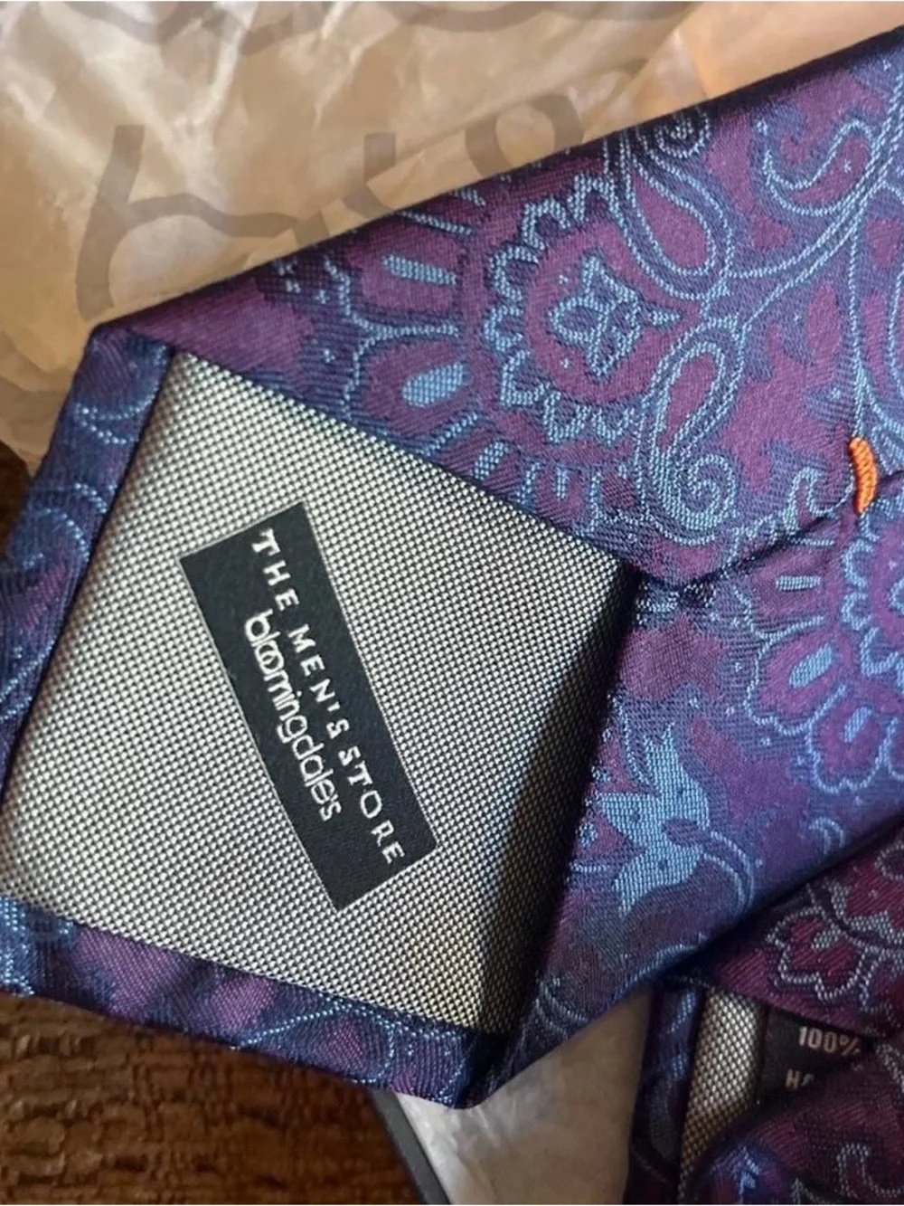 Bloomingdale's Purple Paisley Men's Tie